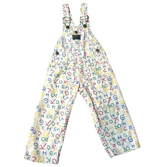 Osh Kosh B'Gosh Vintage bib Overalls Osh spell out Print AOP primary color3T